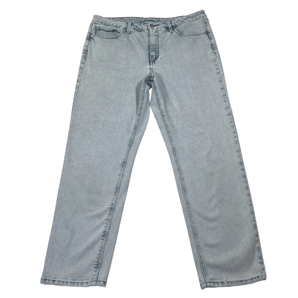 Seven7 Straight Leg Jeans Women 14 Light Wash Blue Distressed Denim Casual